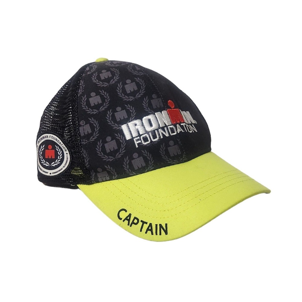 NWT IRONMAN HAT TRIATHLON MARATHON CAP CAPTAIN BOCO GEAR BLACK NEON